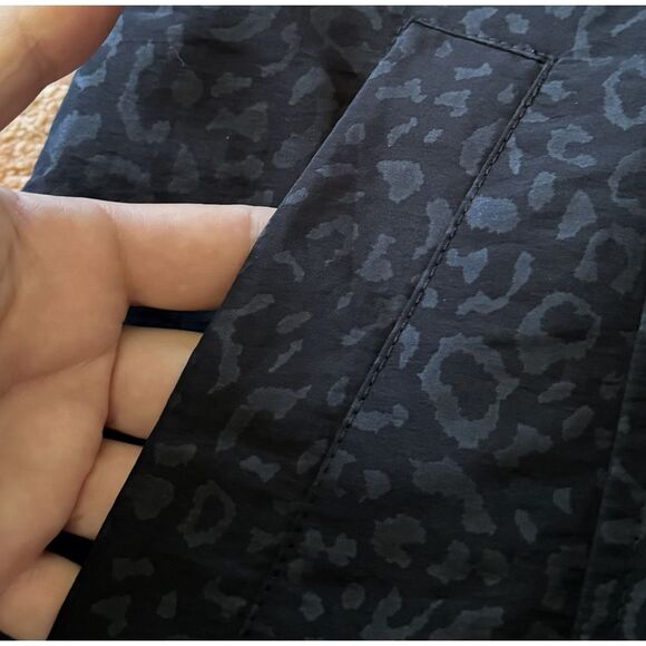 Portrait Black Reversible Hooded Rain Jacket Leopard Print Pockets Women S - Picture 7 of 7